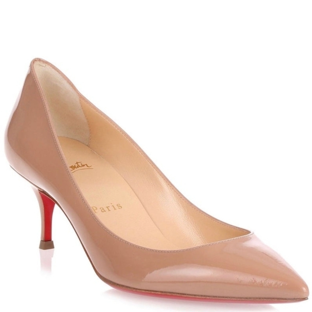 Christian Louboutin Tan Red Heels Patent Leather